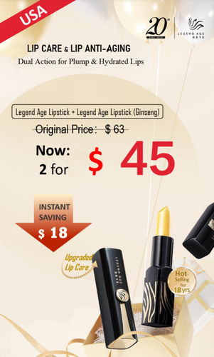 Legend Age Lipstick and Lipstick (Ginseng) Dual action for plump and Hydrated Lips, Moisturizing and anti-aging lips